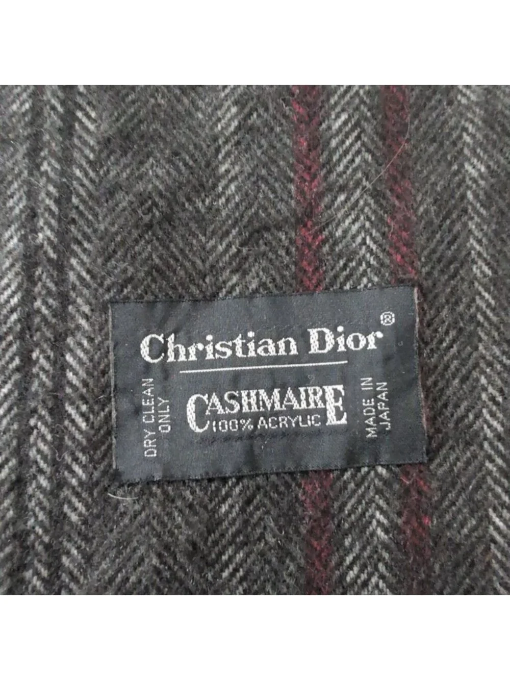 Vintage Christian Dior Monsieur Cashmaire Stripe Scarf Gray Fringe Rectangle